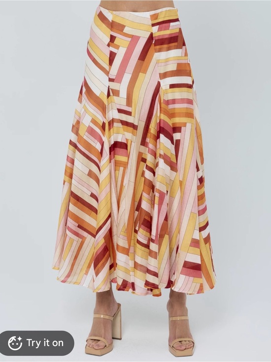 Ciebon Dresses & Skirts - Ciebon Roese Striped Paneled Midi Skirt - Size Large